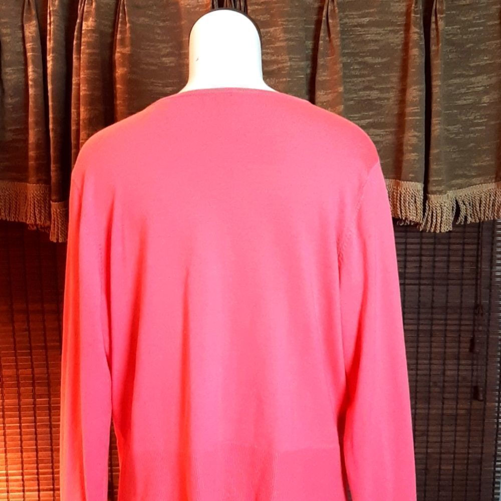 MODA INTERNATIONAL Woman's  FushaPink Silk Carnigan‎ Sweater XL - Picture 4 of 10